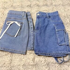 SHEIN Blue Jean Shorts with Pocket Detail